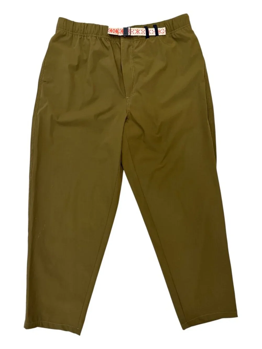 Stoic Men's Olive Green Hiking Pants Pull-On Elastic Waist Built-In Belt Large